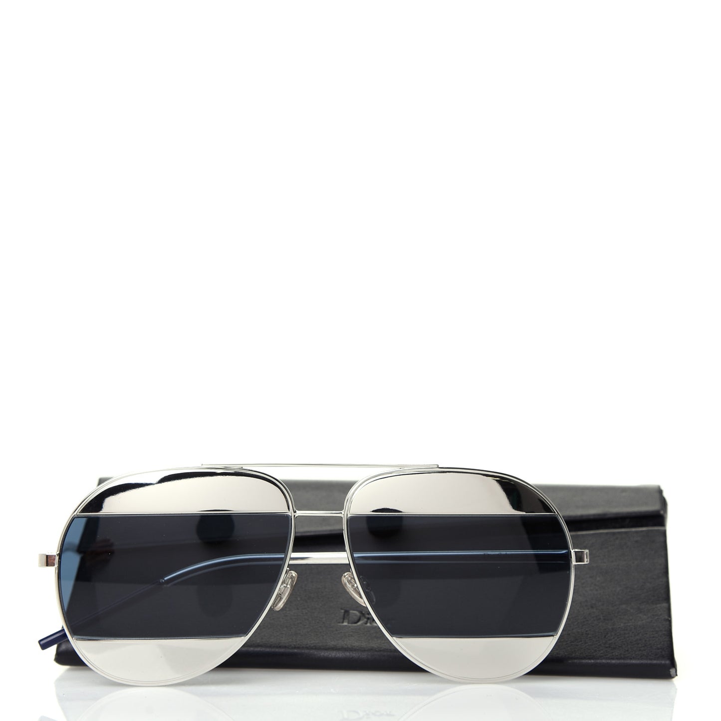 Metal Split 1 Aviator Sunglasses Silver Blue