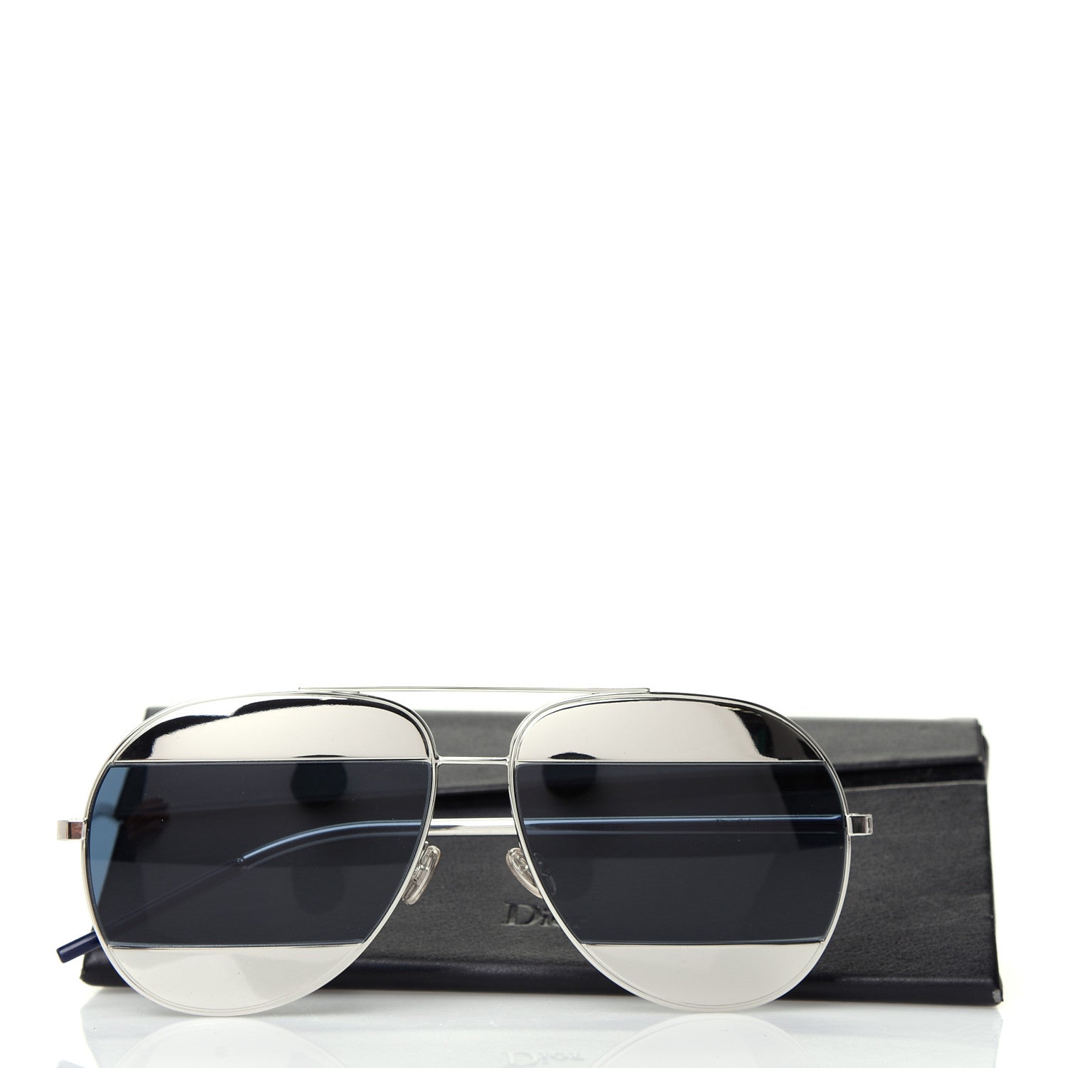 Christian Dior Metal Split 1 Aviator Sunglasses Silver Blue 7 of 7