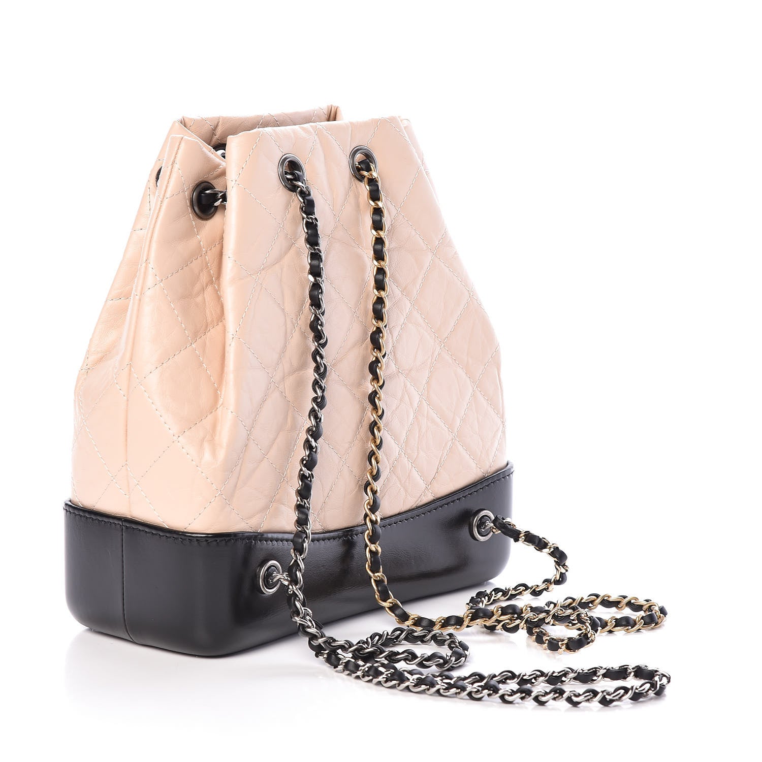 Chanel Aged Calfskin Quilted Small Gabrielle Backpack Beige Black 3 of 11