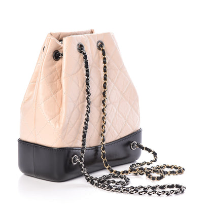 Chanel Aged Calfskin Quilted Small Gabrielle Backpack Beige Black 3 of 11