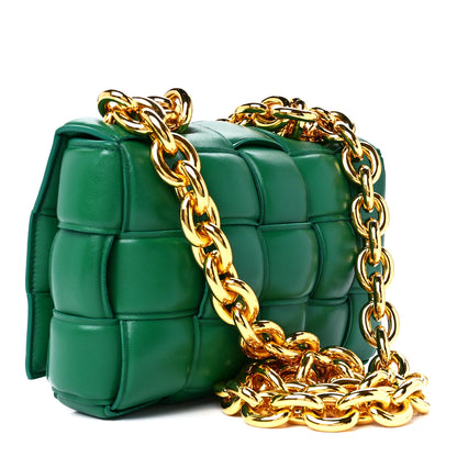Bottega Veneta Lambskin Maxi Intreccio Padded Chain Cassette Crossbody Bag Racing Green 3 of 13