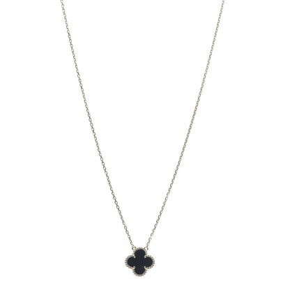 Van Cleef & Arpels 18K Yellow Gold Black Onyx Vintage Alhambra Pendant Necklace 1 of 5