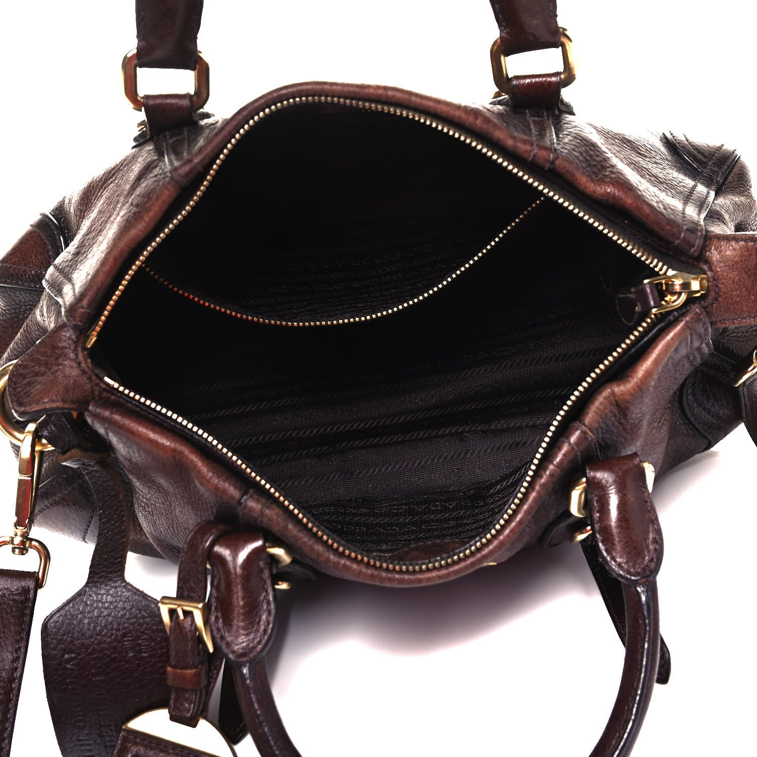 Prada Cervo Antik Dome Satchel Cacao 5 of 8
