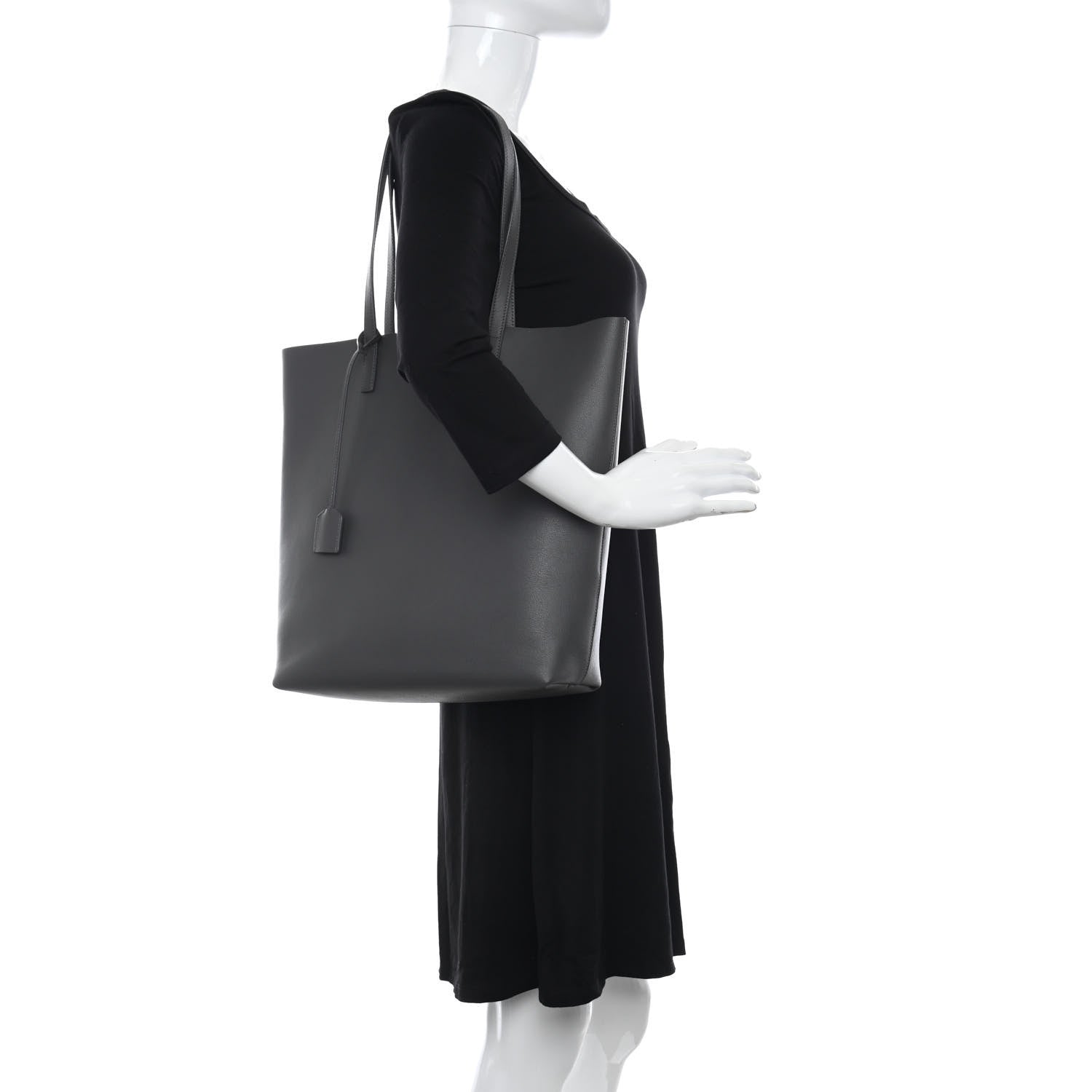 Saint Laurent Calfskin North-South Shopping Tote Storm 2 of 13