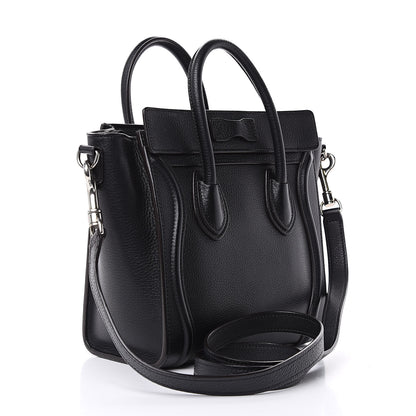 Celine Drummed Calfskin Nano Luggage Black 3 of 9