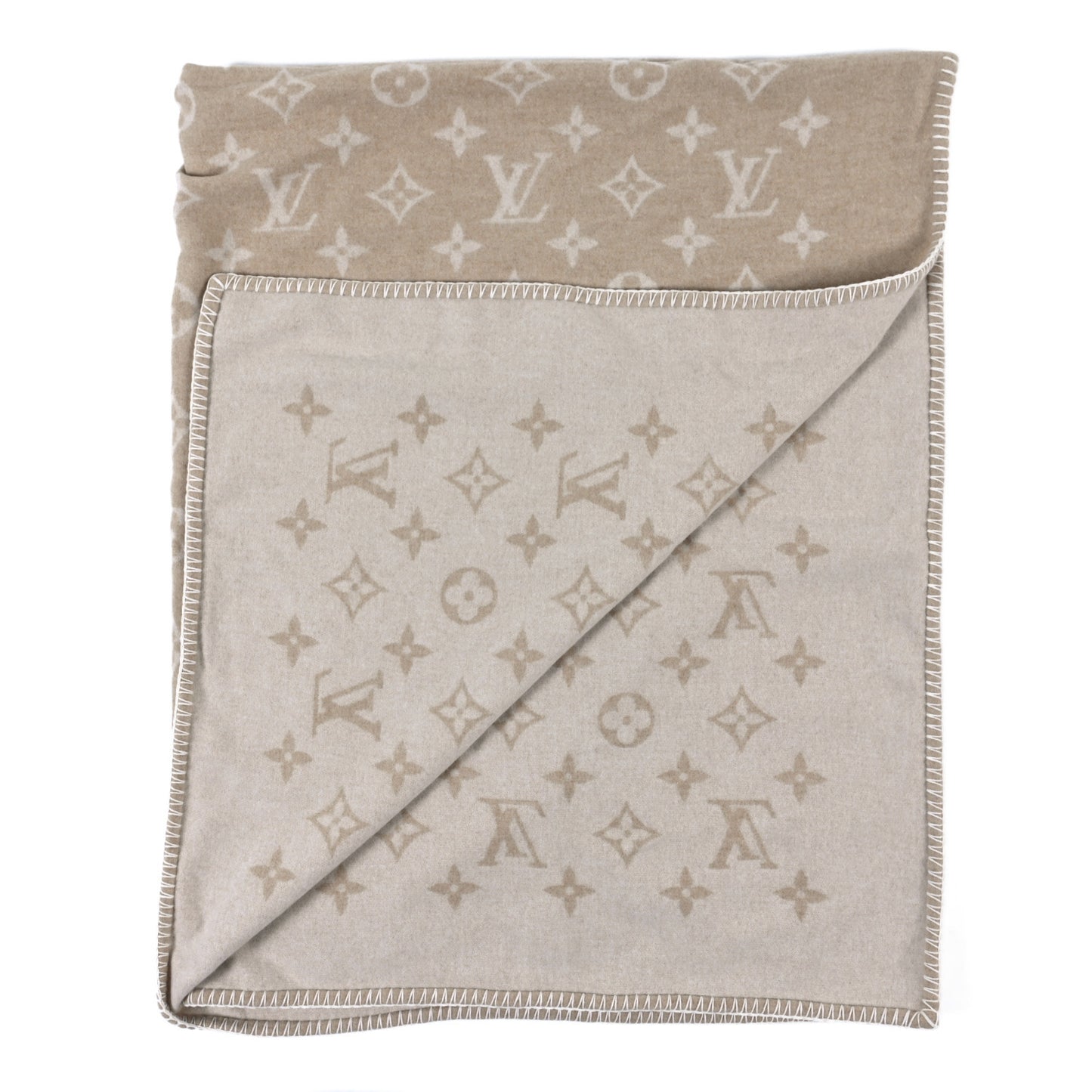Wool Cashmere Neo Monogram Blanket Beige