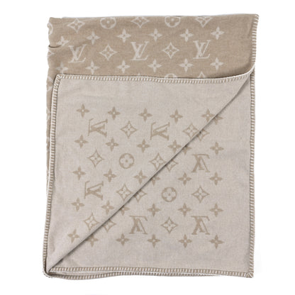 Louis Vuitton Wool Cashmere Neo Monogram Blanket Beige 2 of 3