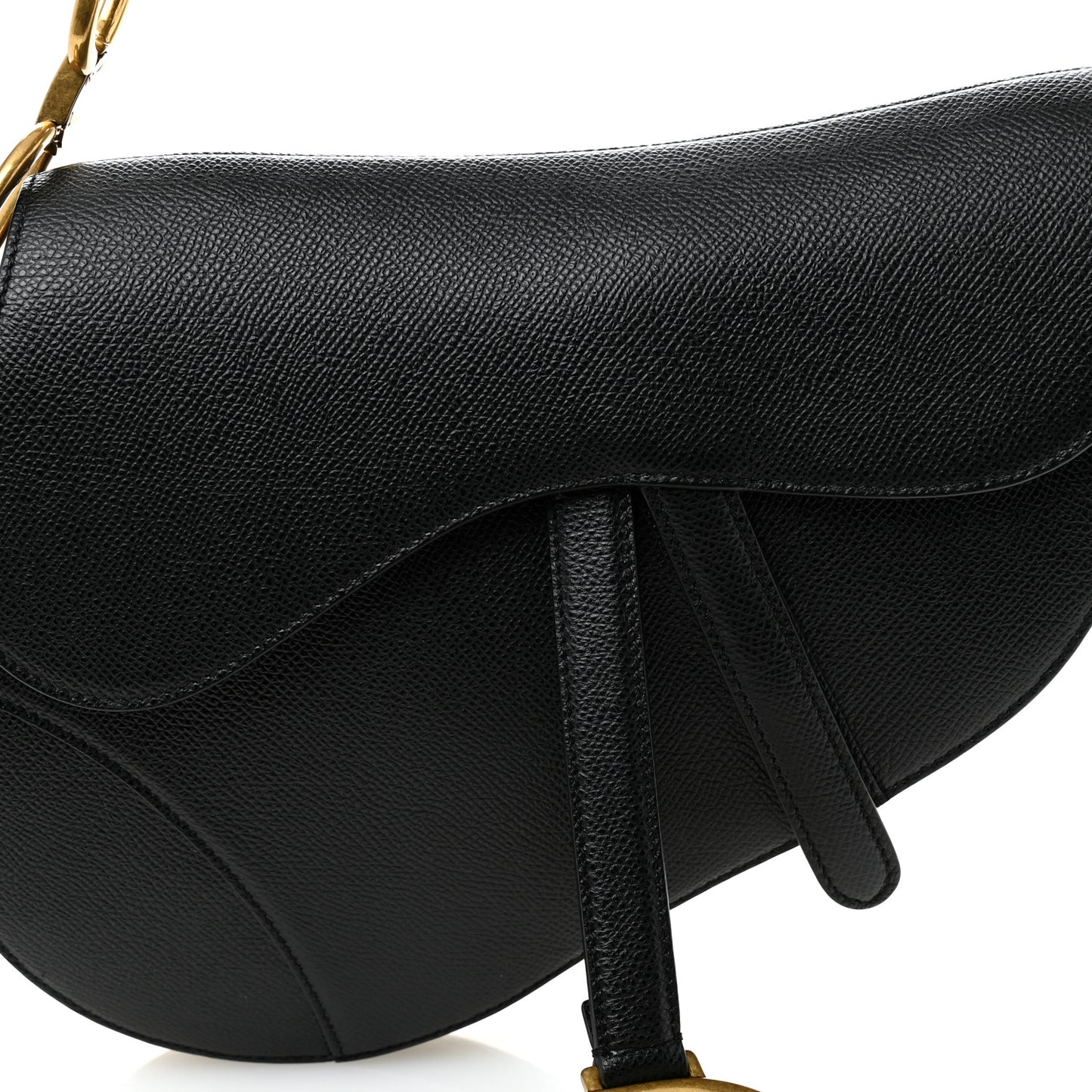 Grained Calfskin Saddle Bag Black