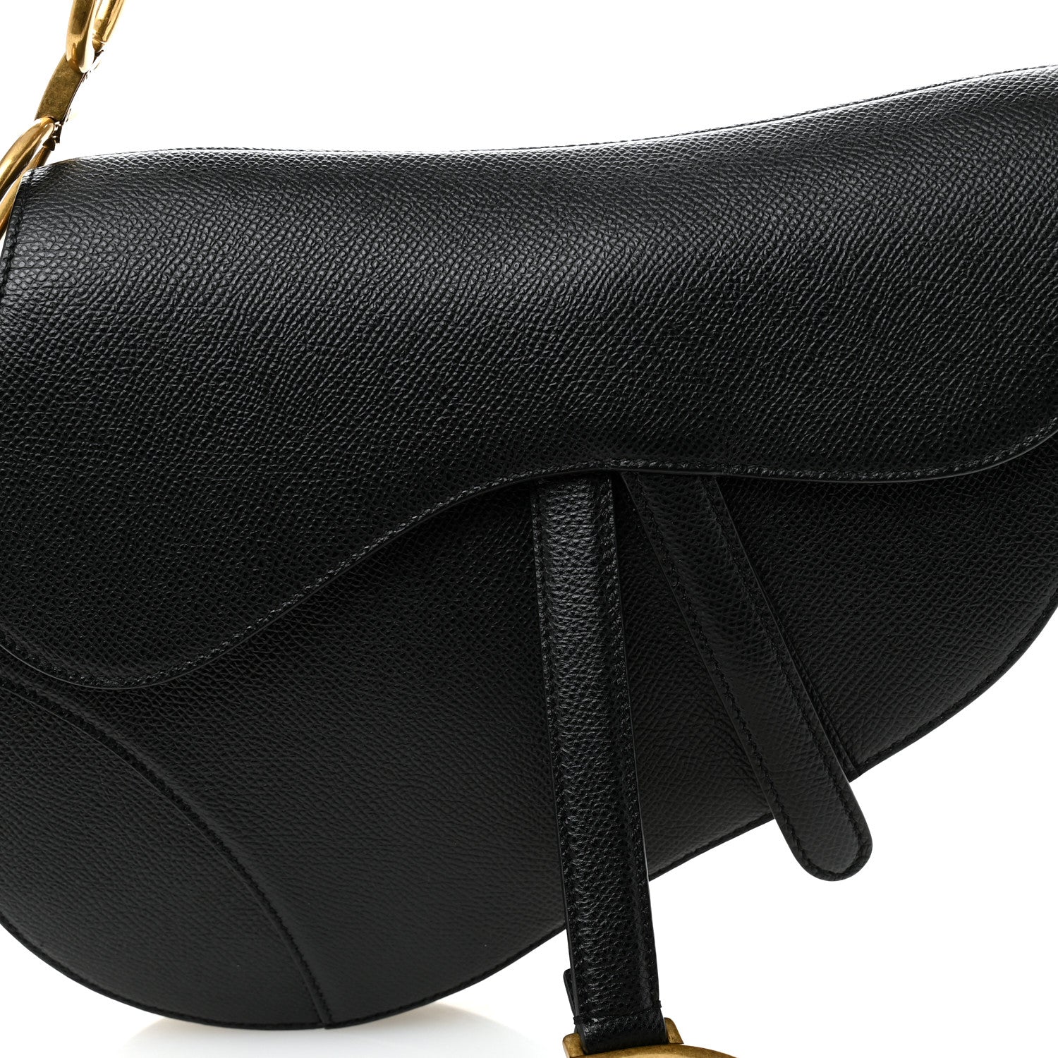 Christian Dior Grained Calfskin Saddle Bag Black 8 of 11