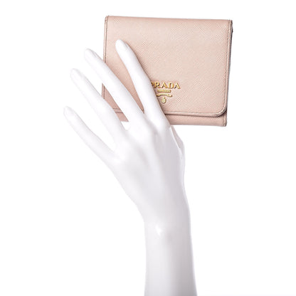 Prada Saffiano Metal Tri-Fold Wallet Cipria 2 of 15