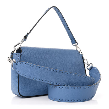 Fendi Cuoio Roma Sellerissima Nappa Sintetica Tape Stitch Baguette Placca Argento Blue 3 of 10