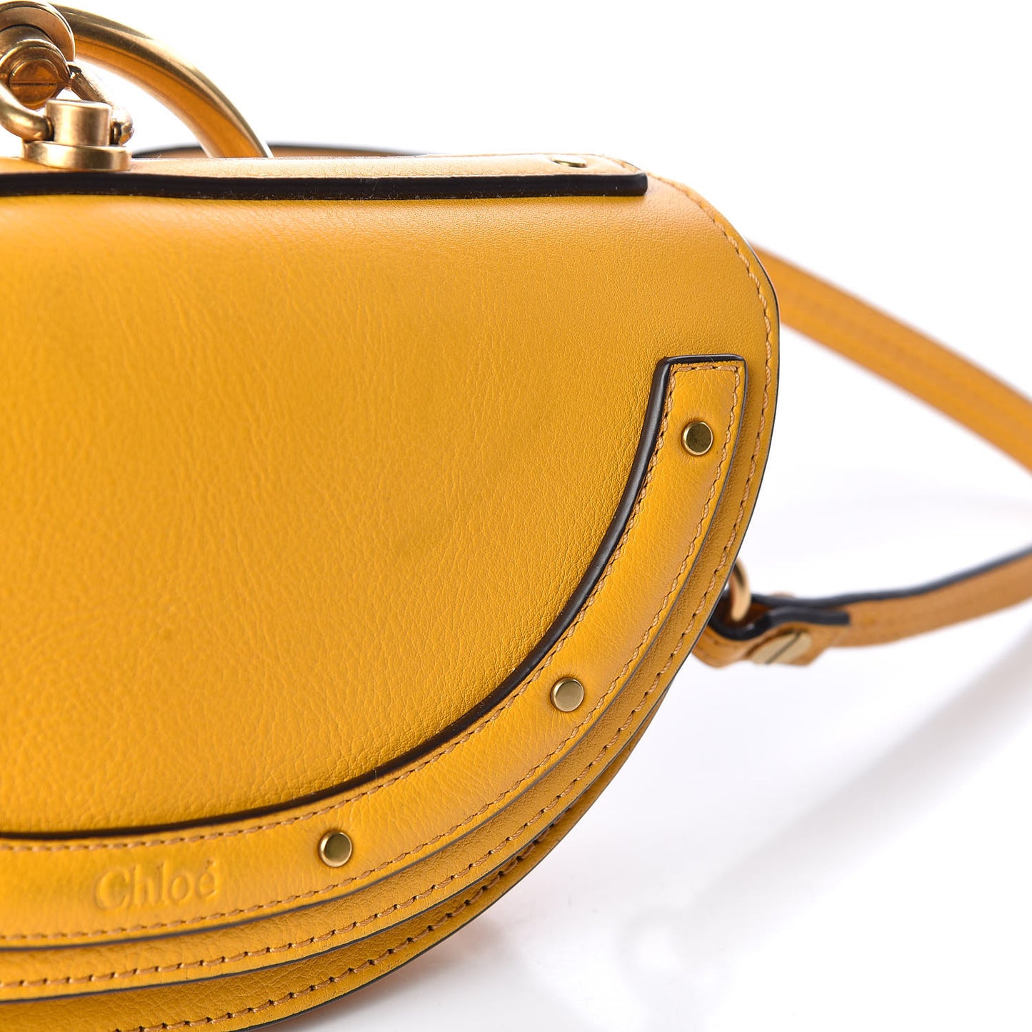 Calfskin Small Nile Bracelet Minaudiere Bag Dark Ochre