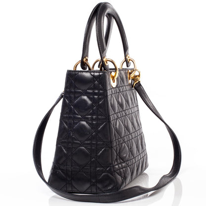 Christian Dior Lambskin Cannage Medium Lady Dior Black 3 of 11