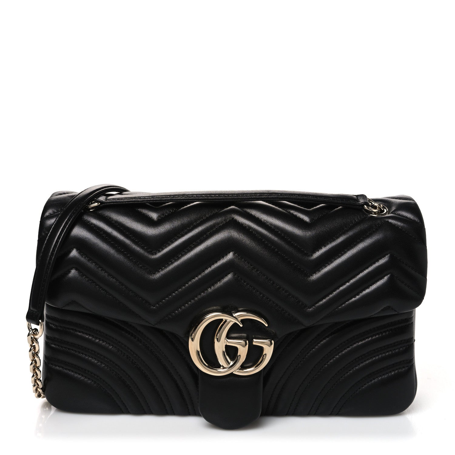 Gucci Lambskin Matelasse Large GG Marmont Shoulder Bag Black 1 of 10