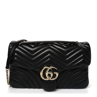 Gucci Lambskin Matelasse Large GG Marmont Shoulder Bag Black 1 of 10
