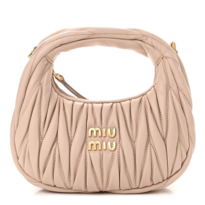 Miu Miu Nappa Matelasse Mini Wander Hobo Cipria 1 of 10