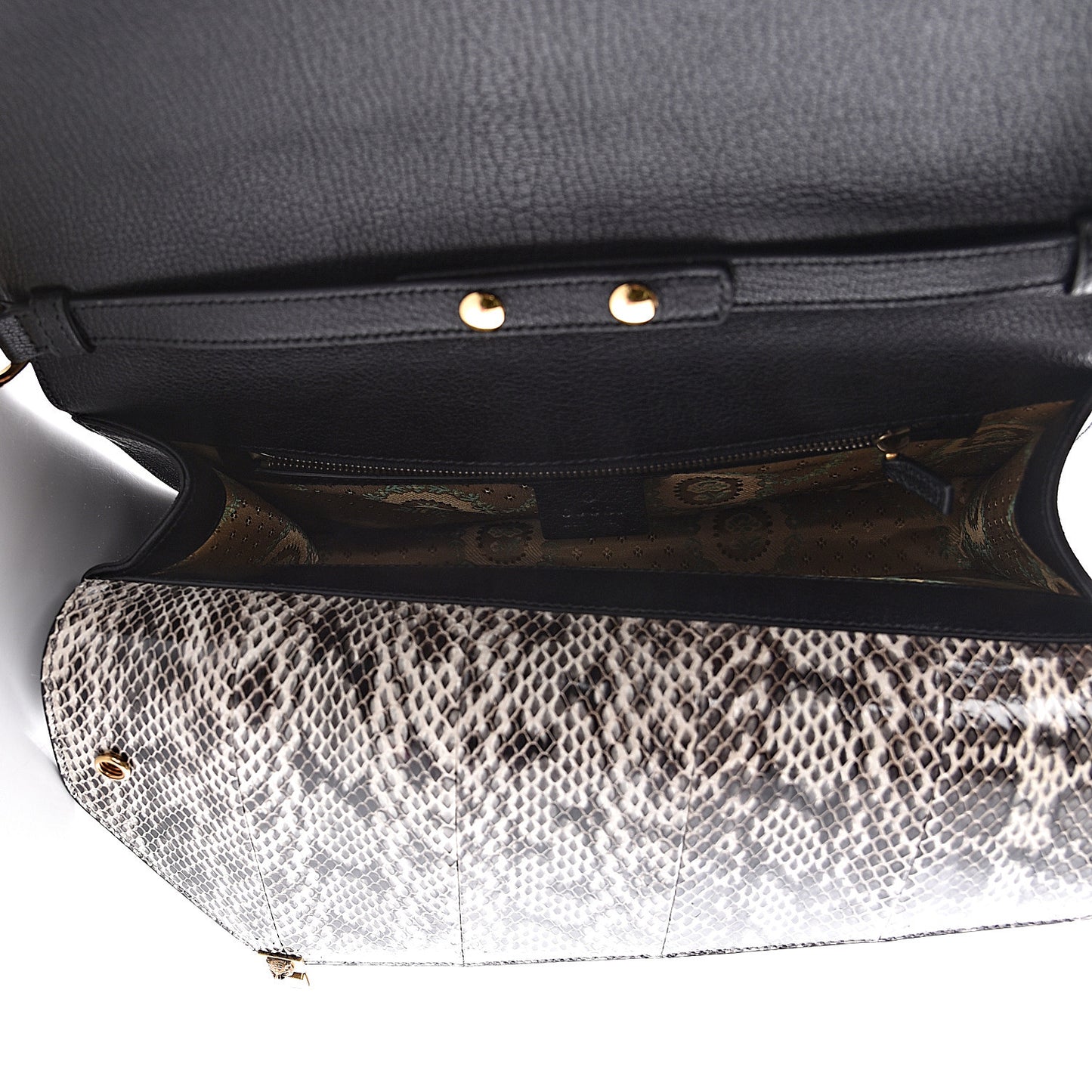 Calfskin Snakeskin Studded Medium Ottilia Top Handle Bag Black