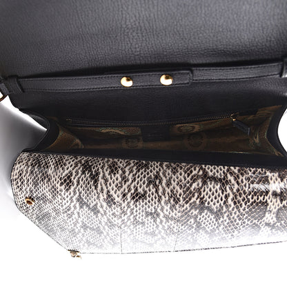 Gucci Calfskin Snakeskin Studded Medium Ottilia Top Handle Bag Black 5 of 18