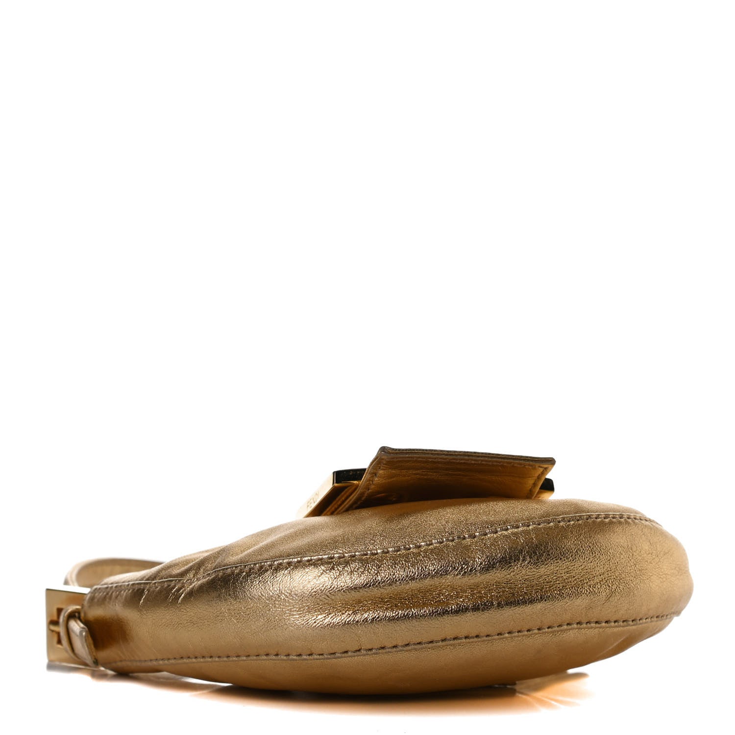 Fendi Metallic Calfskin Crystal Mini Half Moon Baguette Gold 4 of 12