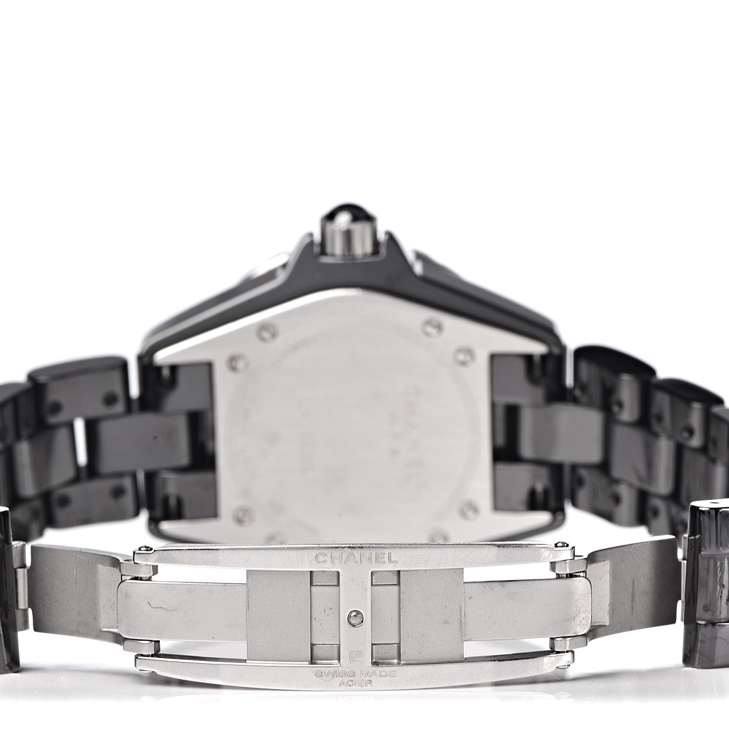 Chanel Stainless Steel Ceramic Diamond 33mm J12 Quartz Watch Black 5 of 6