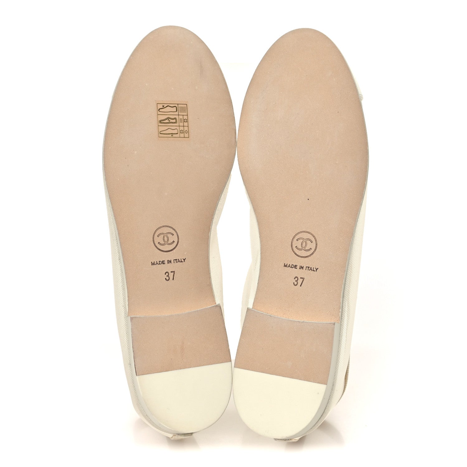 Chanel Mesh Grosgrain CC Cap Toe Ballerina Flats 37 Ivory 6 of 9