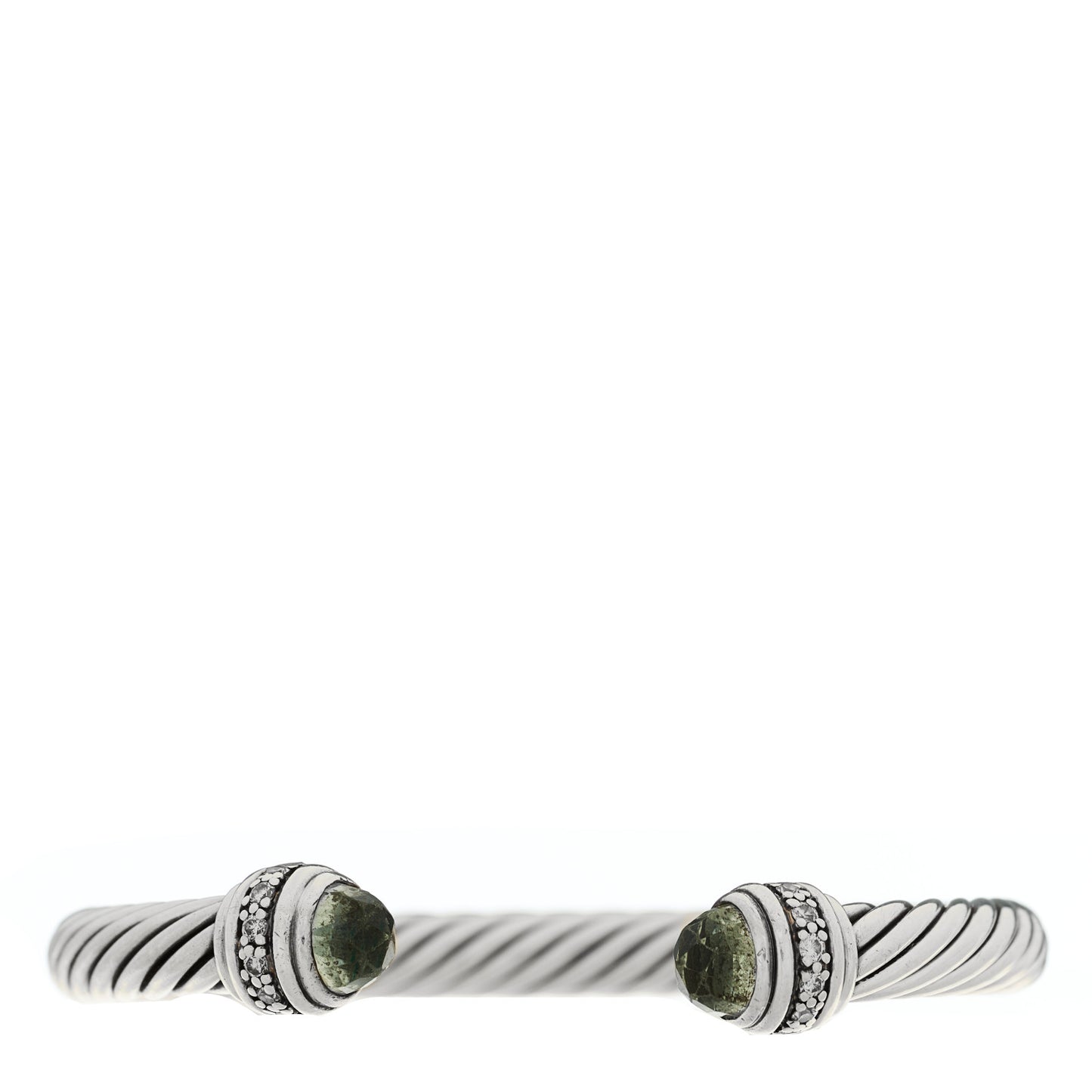 Sterling Silver Diamond Prasiolite 7mm Cable Classics Bracelet