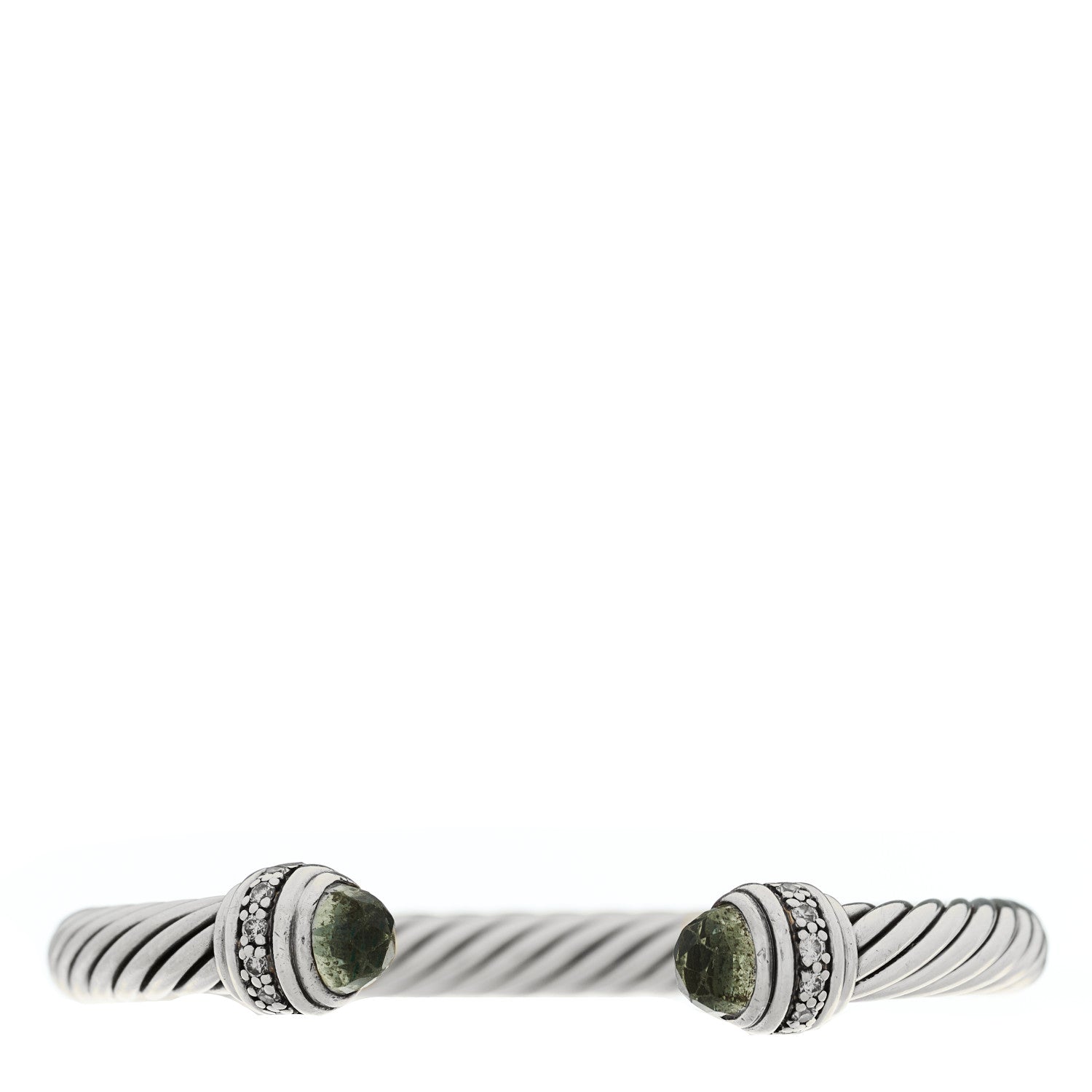 David Yurman Sterling Silver Diamond Prasiolite 7mm Cable Classics Bracelet 1 of 3