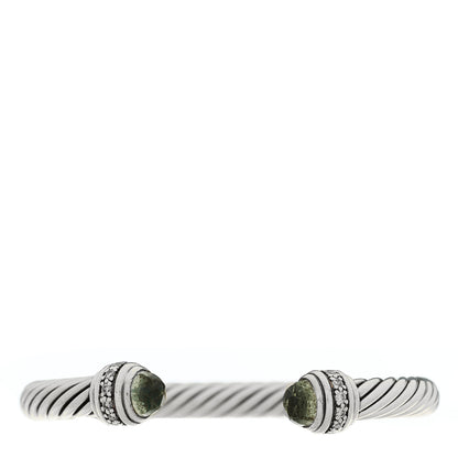 David Yurman Sterling Silver Diamond Prasiolite 7mm Cable Classics Bracelet 1 of 3
