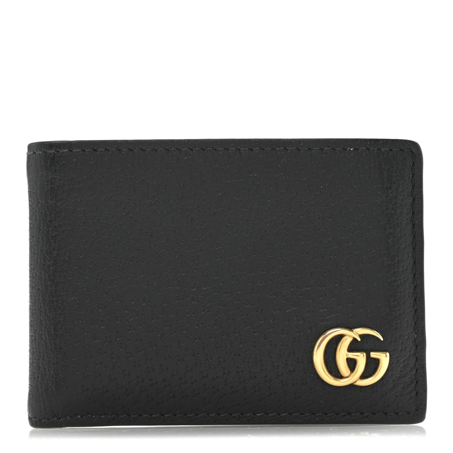Calfskin Boar Effect GG Marmont Bi-Fold Wallet Black