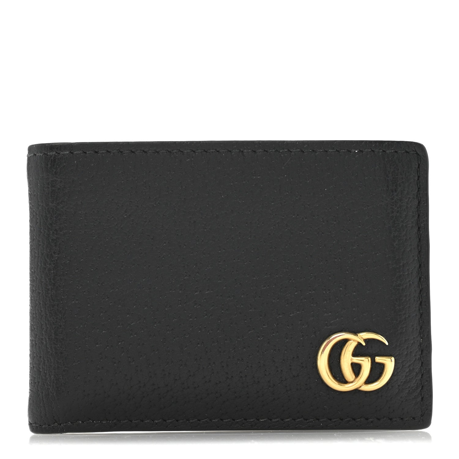 Gucci Calfskin Boar Effect GG Marmont Bi-Fold Wallet Black 1 of 10