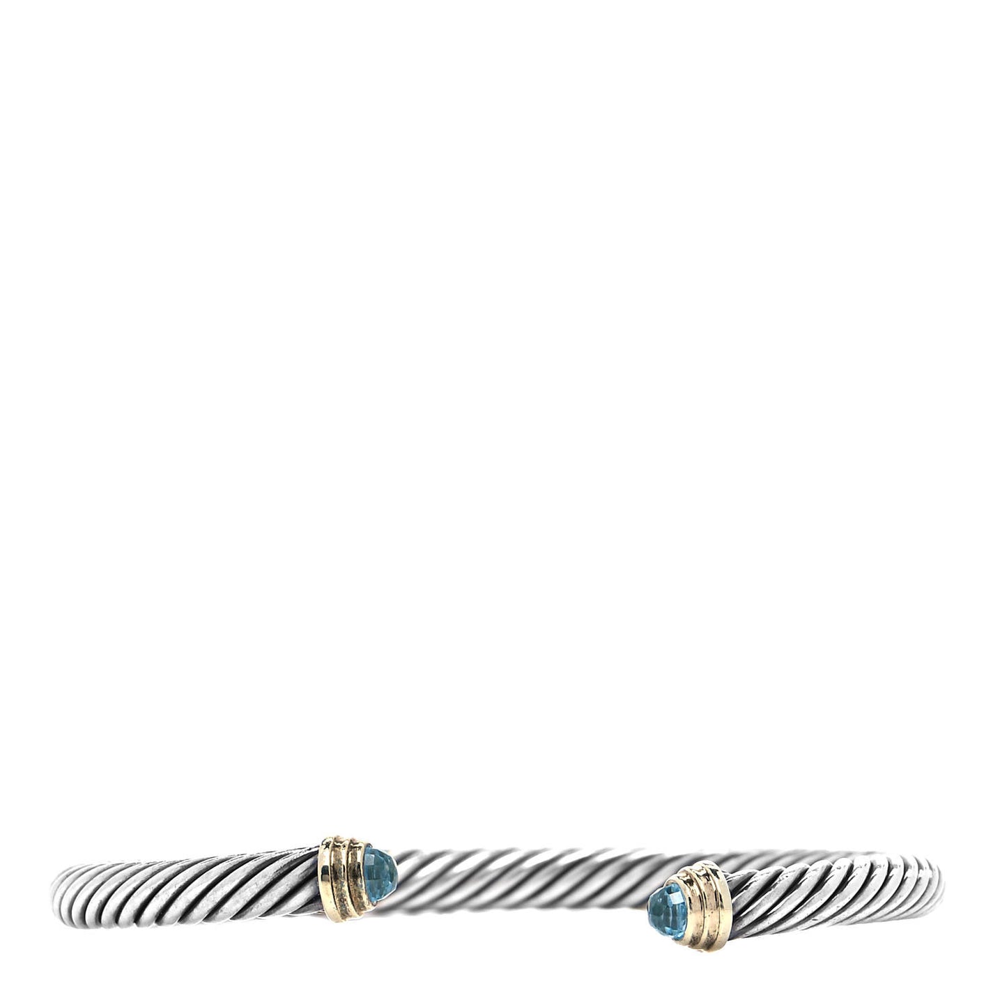 Sterling Silver 14K Yellow Gold Blue Topaz 5mm Cable Classics Petite Color Bracelet