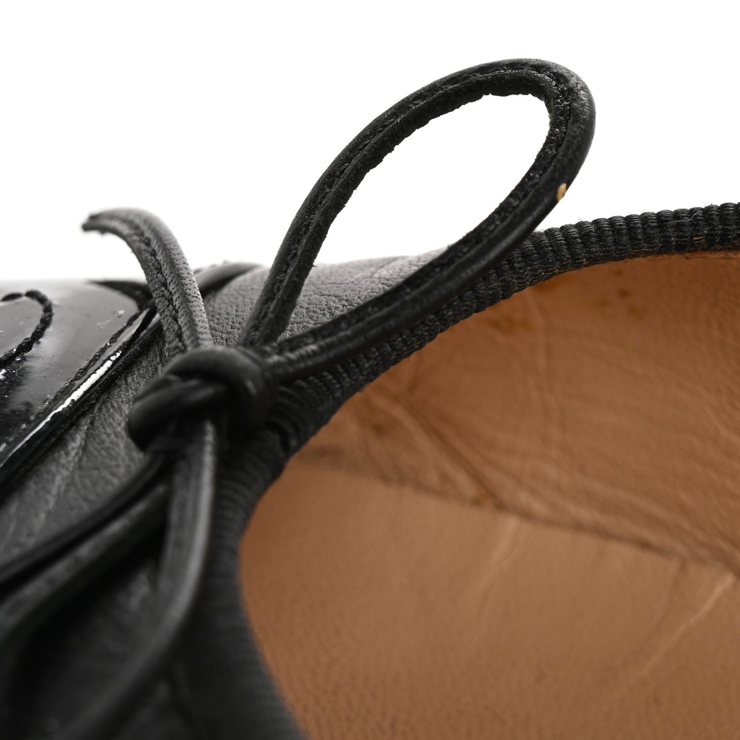 Lambskin Patent Cap Toe Ballerina Flats 39 Black