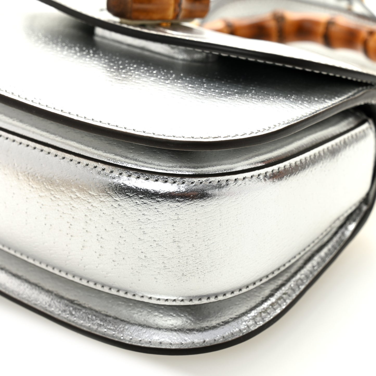 Boarded Dyana Lux Calfskin Mini Bamboo 1947 Top Handle Bag Silver