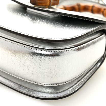 Gucci Boarded Dyana Lux Calfskin Mini Bamboo 1947 Top Handle Bag Silver 9 of 9