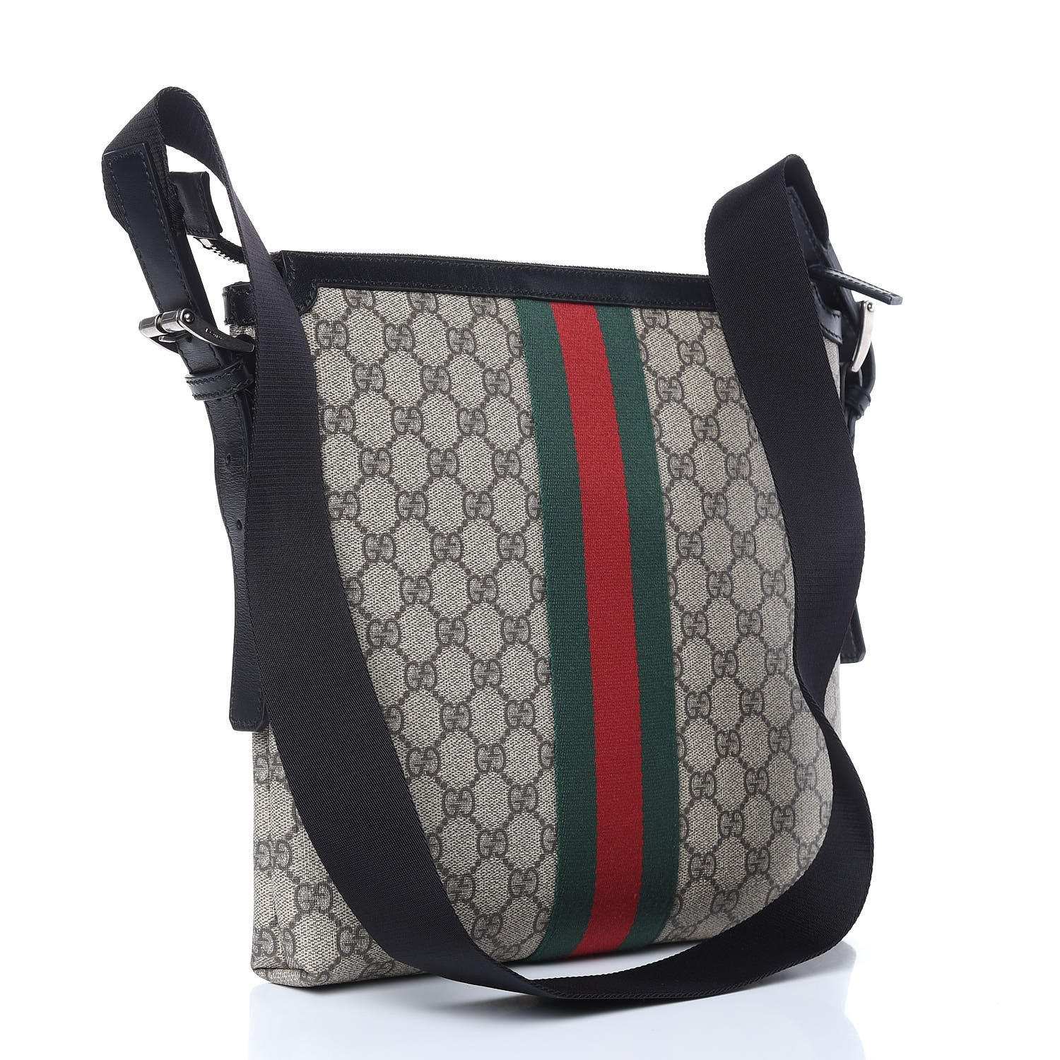 Gucci GG Supreme Monogram Web Messenger Bag Black 3 of 9