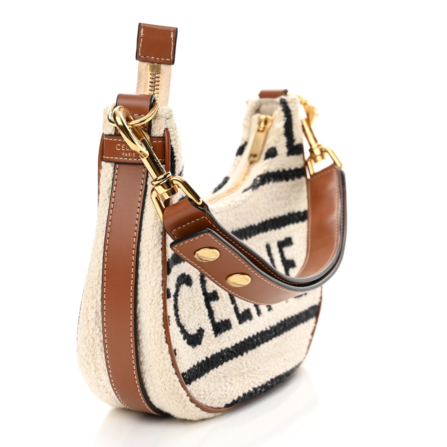 Textile Medium Ava Shoulder Bag White Black