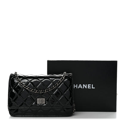 Chanel Distressed Patent Calfskin Quilted Reissue Wallet On Chain WOC Black 14 of 14