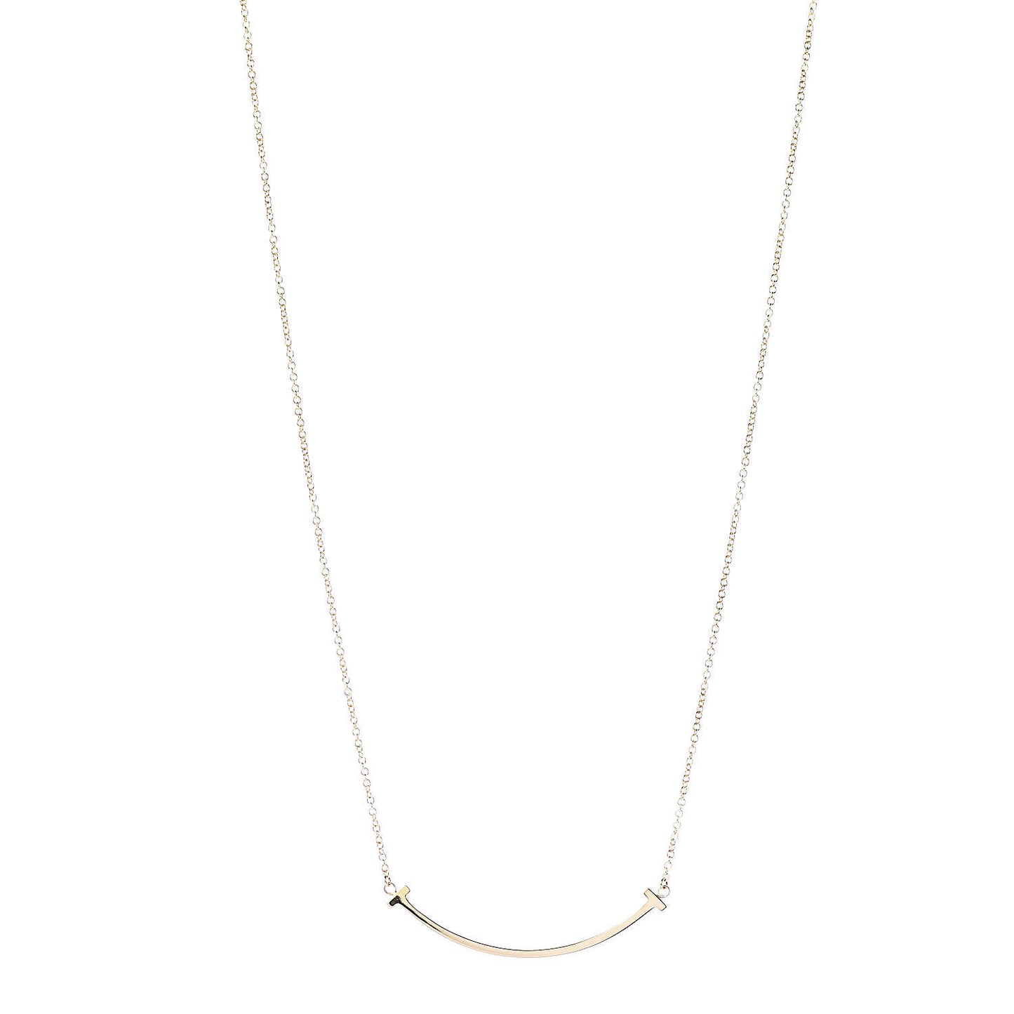 18K Yellow Gold Small T Smile Pendant Necklace