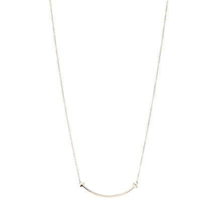 Tiffany 18K Yellow Gold Small T Smile Pendant Necklace 1 of 5