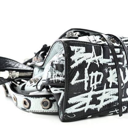 Balenciaga Agneau Arena Graffiti Neo Cagole City Handbag XS Black White 10 of 12
