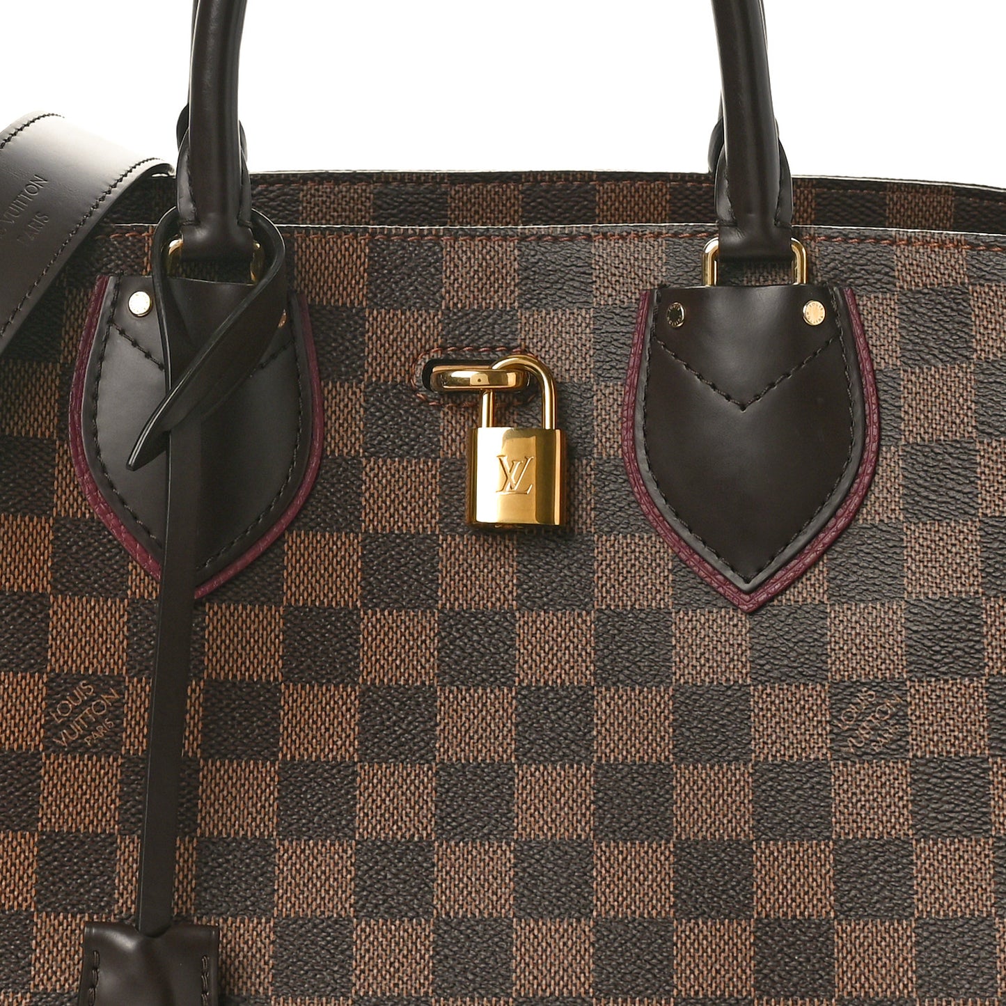 Cuir Taurillon Damier Ebene Normandy Bordeaux