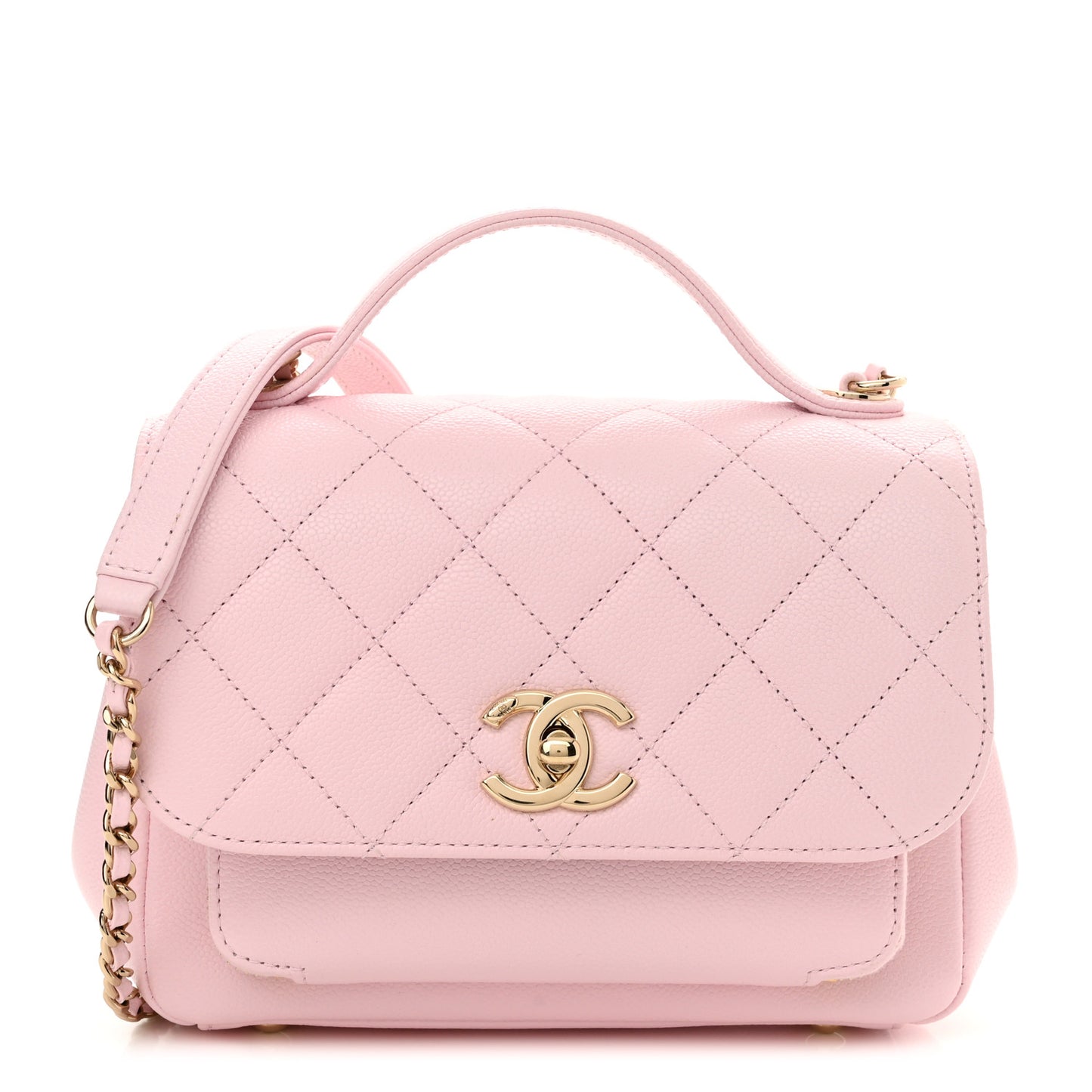 Caviar Quilted Small Business Affinity Flap Light Pink