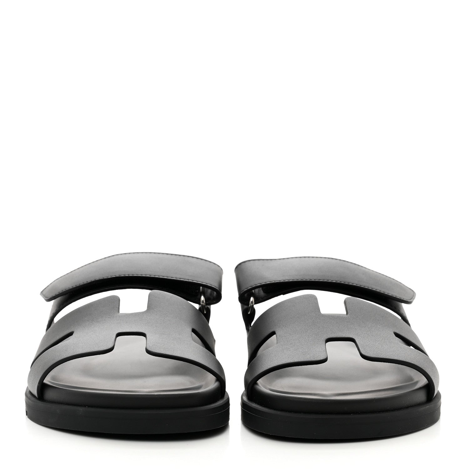 Hermes Calfskin Womens Chypre Sandals 37.5 Black 2 of 9