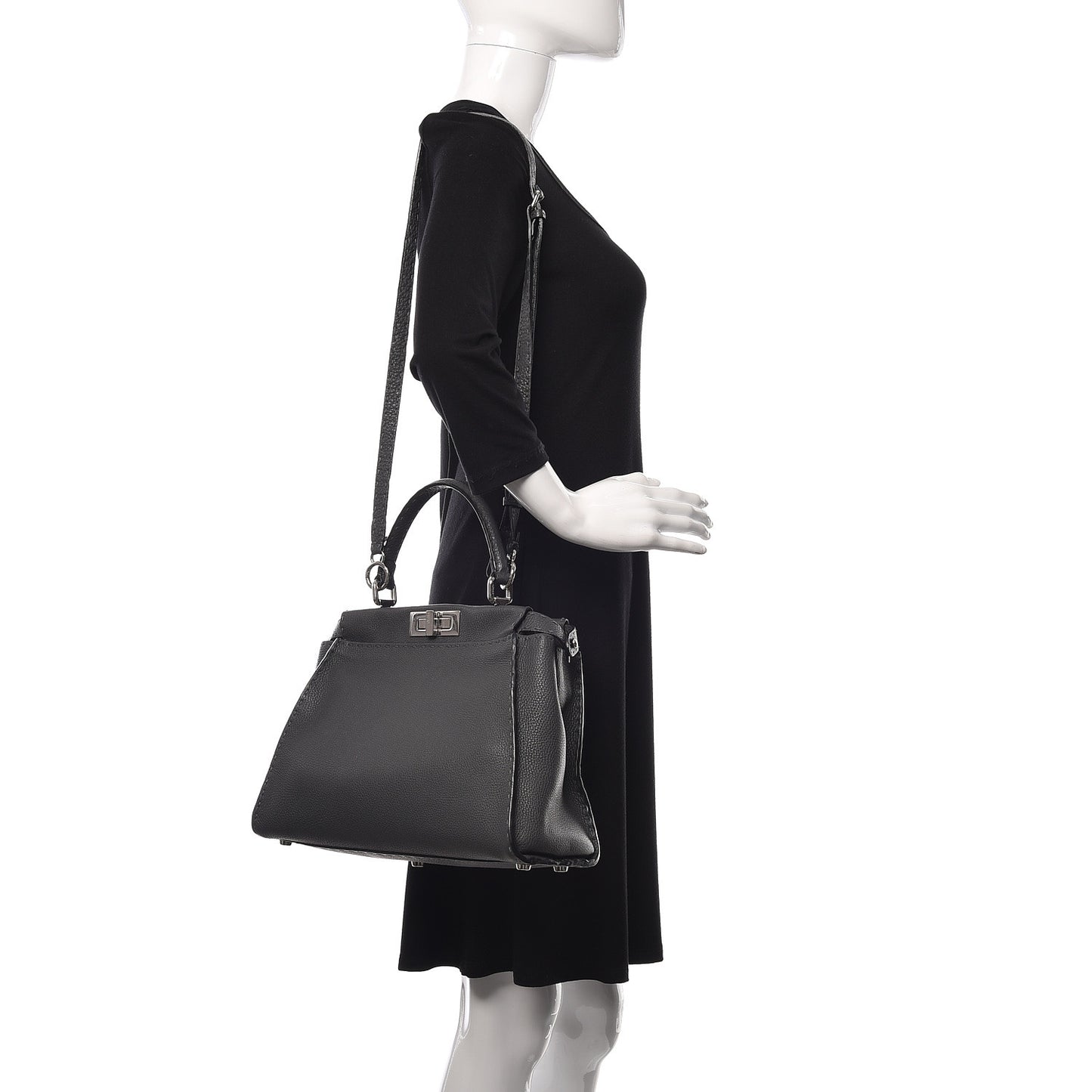 Cuoio Romano Selleria Bi-Color Medium Peekaboo Iconic Satchel Asfalto Latte