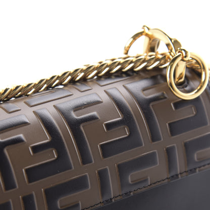 Fendi Vitello Liberty Bi-Color FF 1974 Embossed Small Kan I Shoulder Bag Black Maya 11 of 12