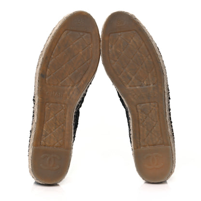 Chanel Tweed Lambskin CC Espadrilles 38 Black Silver 5 of 8