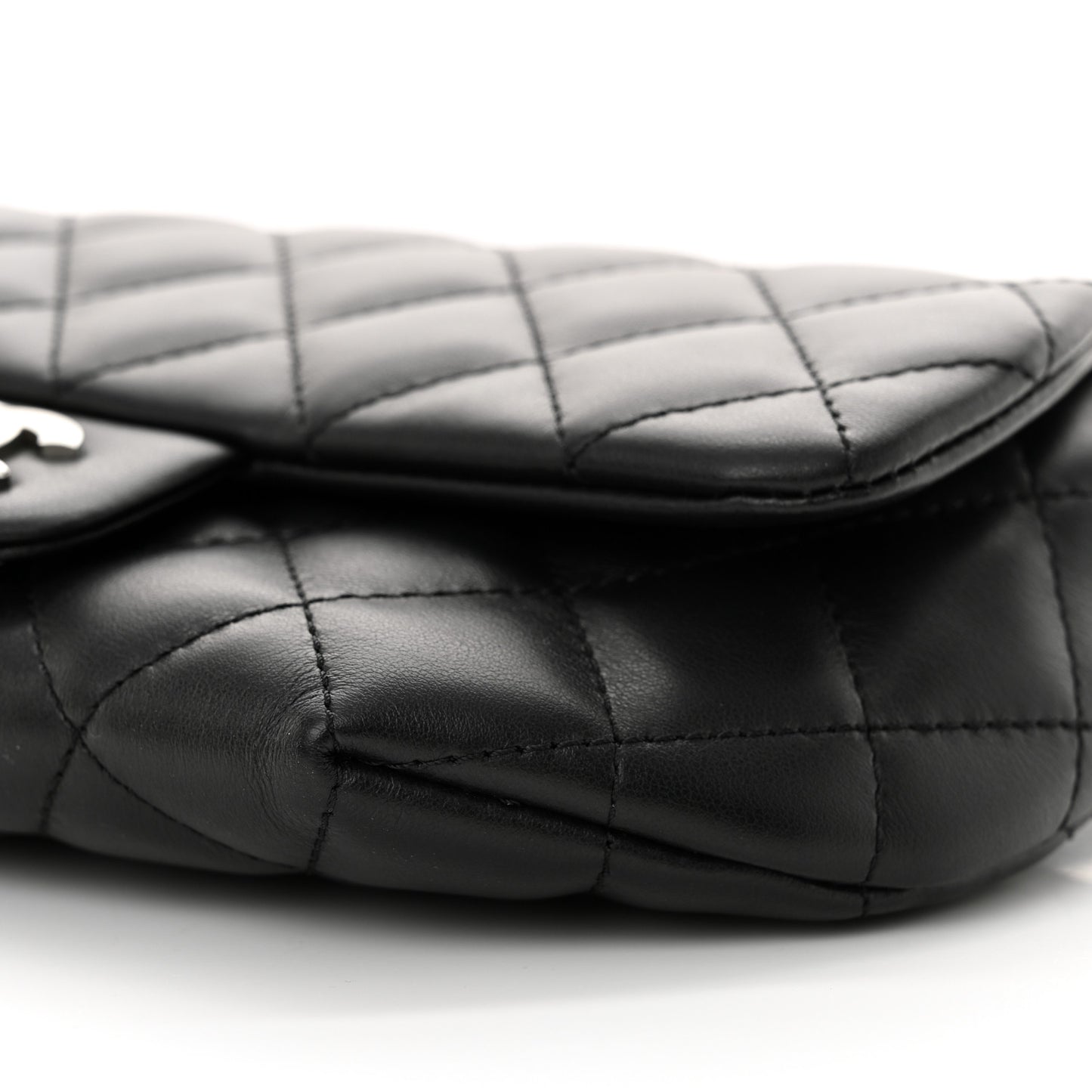 Calfskin Quilted CC Uniform Flap Belt Bag Black