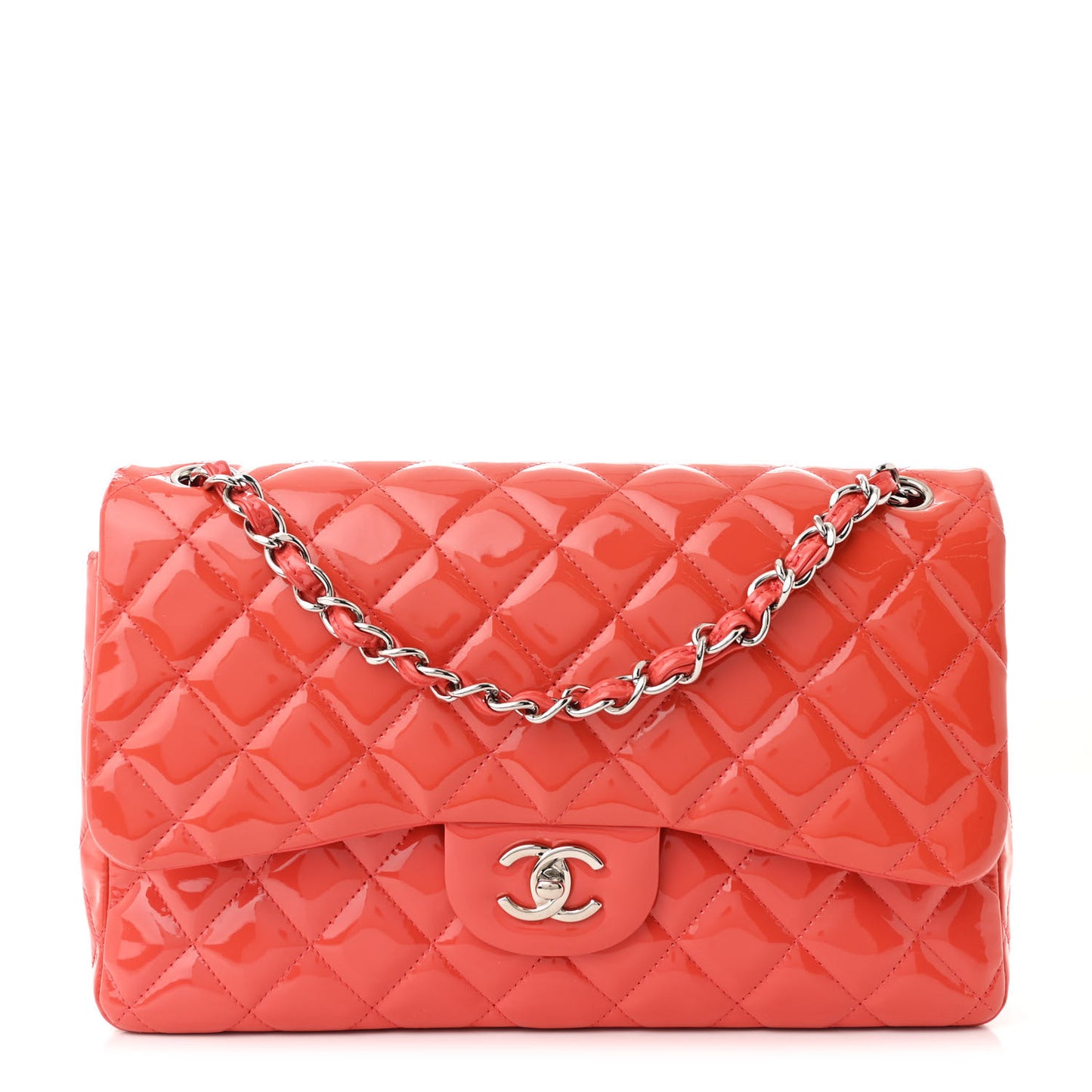 Patent Quilted Jumbo Double Flap Coral