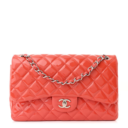 Chanel Patent Quilted Jumbo Double Flap Coral 1 of 11