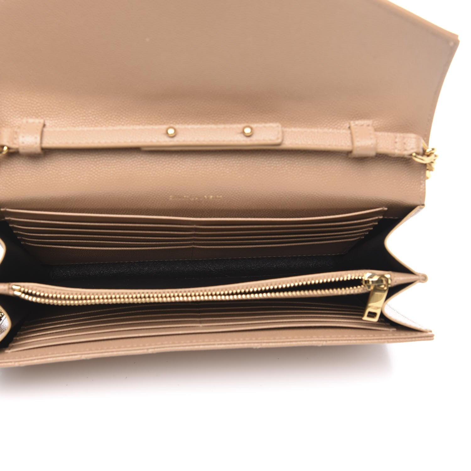 Saint Laurent Grain De Poudre Matelasse Chevron Monogram Chain Wallet Nude Powder 5 of 9